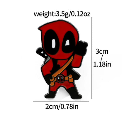 3 Pcs cartoon characters Metal Badge Deadpool Enamel brooch Men's and women's Clothing Bags  Accessories Decorative pins