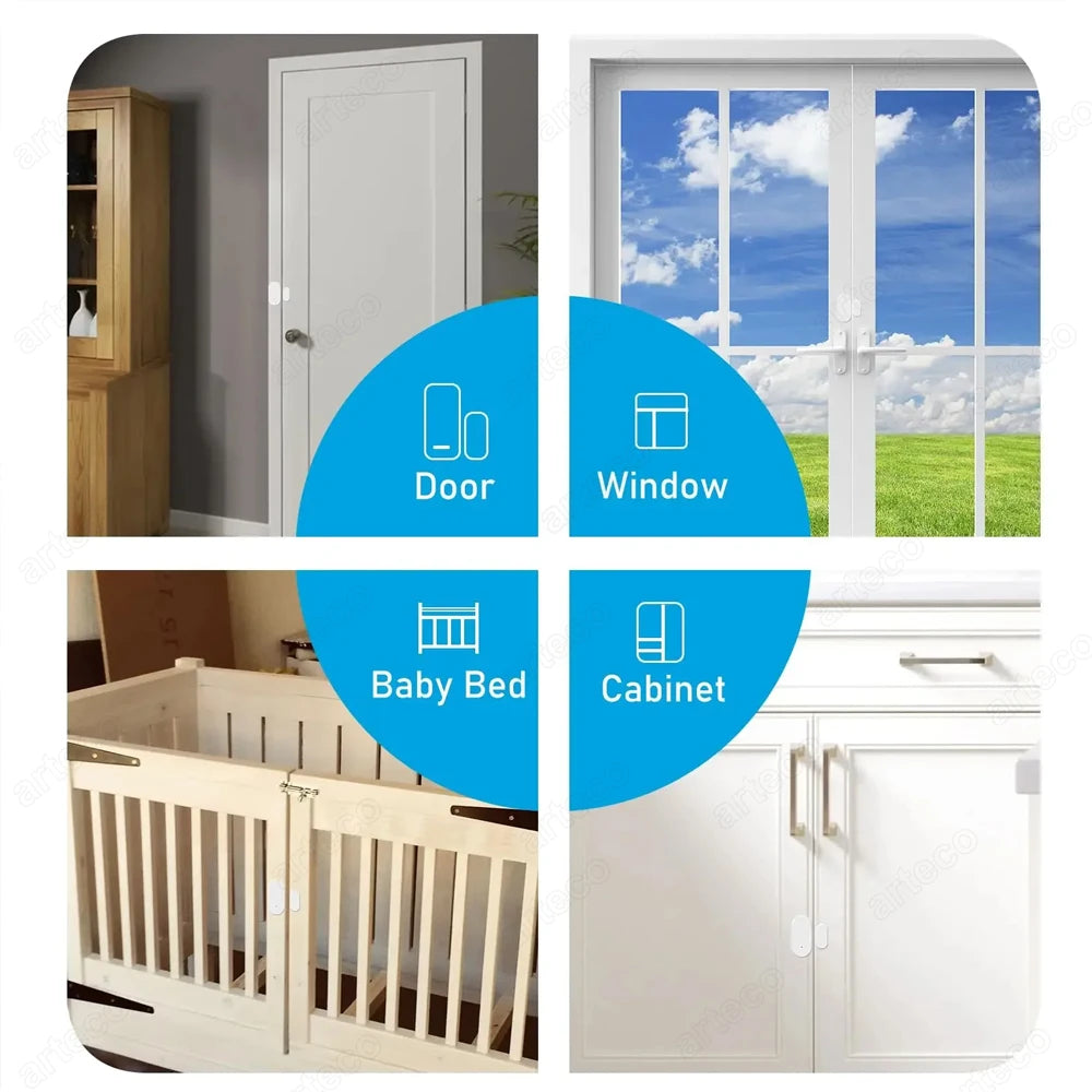 Zigbee Door Window Sensor Open Close Detector Smart Home Security Alarm Burglar Door Sensor Works With Alexa Home Assistant Z2M