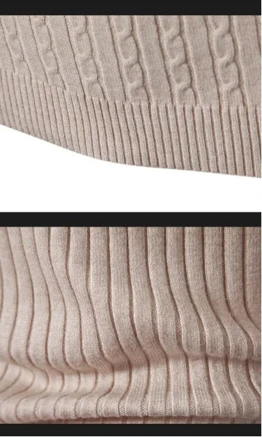 Men's High Neck Sweater Solid Color Pullover Knitted Warm Casual Turtleneck   Men Clothes