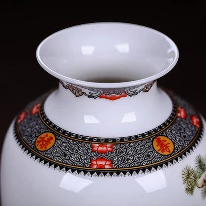 Ceramic Jingdezhen Vase Chinese Traditional Flower Vases Living Room Decoration Vase Fine Smooth Surface Furnishing Articles