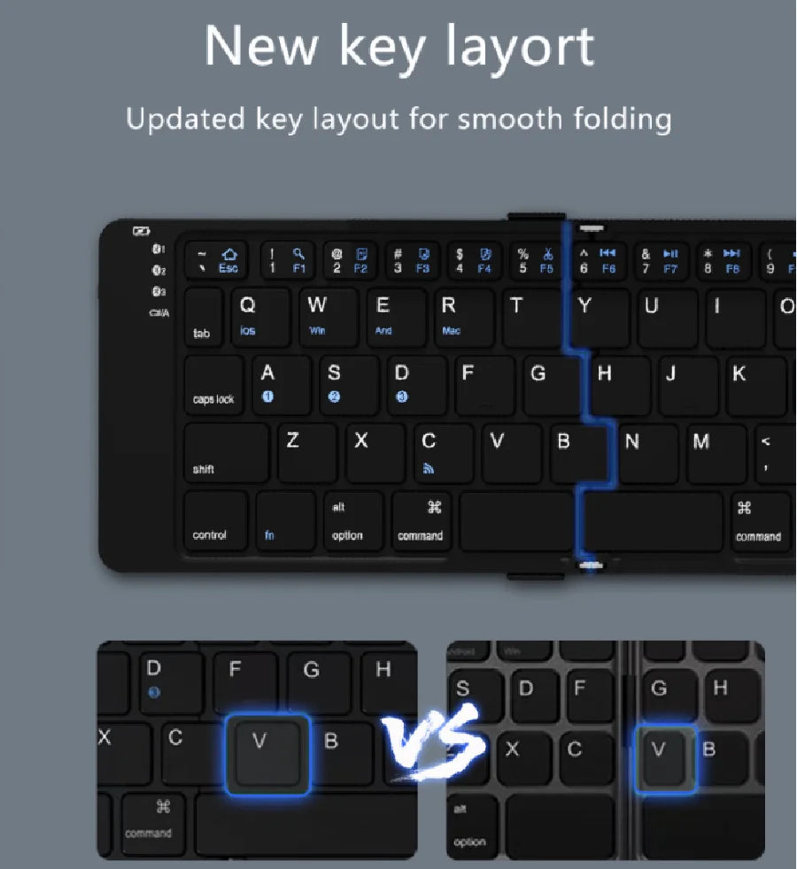 Foldable Bluetooth Keyboard Wireless Folding Keyboard for iPhone ipad Smartphone Mini Rechargeable Travel Keyboard Russia/Korea