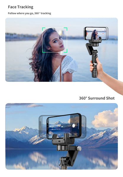 Desktop Gimbal Stabilizer 360° Rotation Smart Track Mode Selfie Stick with Remote Control for iPhone Cell Phone Smartphone