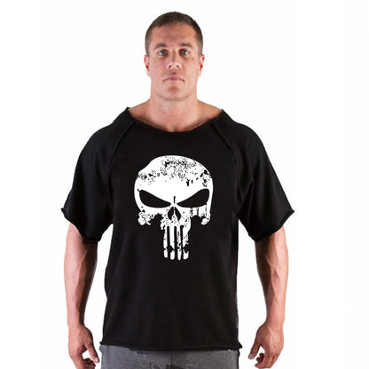 Men's Clothes Bodybuilding Clothing Casual Oversized T-shirt Male Loose Vintage Cotton Summer Top Breathable Tops Running Gym