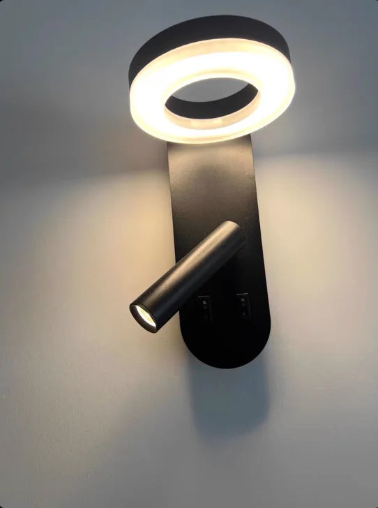 Nordic 12W LED Wall Light With USB Fast Charging  Modern Free Rotation Angle Wall Sconces for Bedroom Living Room Bedside