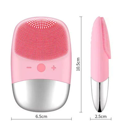 Square Electric Facial Cleansing Brush Silicone Rechargeable Introducer Beauty Device Ultrasonic Face Cleaning Massage Tool