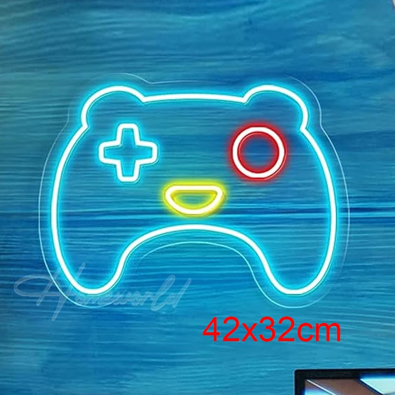 Arcade Neon Sign LED Game Room Handle Neon Light Wall Decor Gamer Teen Shop Internet Cafes USB port Party Birthday Gift