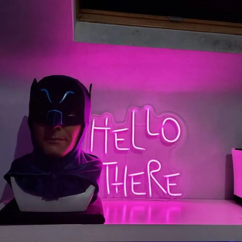 Led Neon Light Hello There, Hell Here Neon Sign,Personalized Gifts, Room Decor Lights, Horror Decor with turned off O & T
