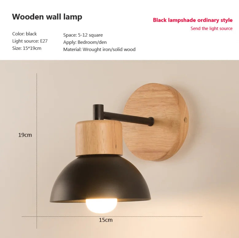 Nordic LED Wall Lamp Wood Creative Lighting Fixture Guest Room Balcony Staircase Sconce Bedroom Bedside Decor Light with bulb