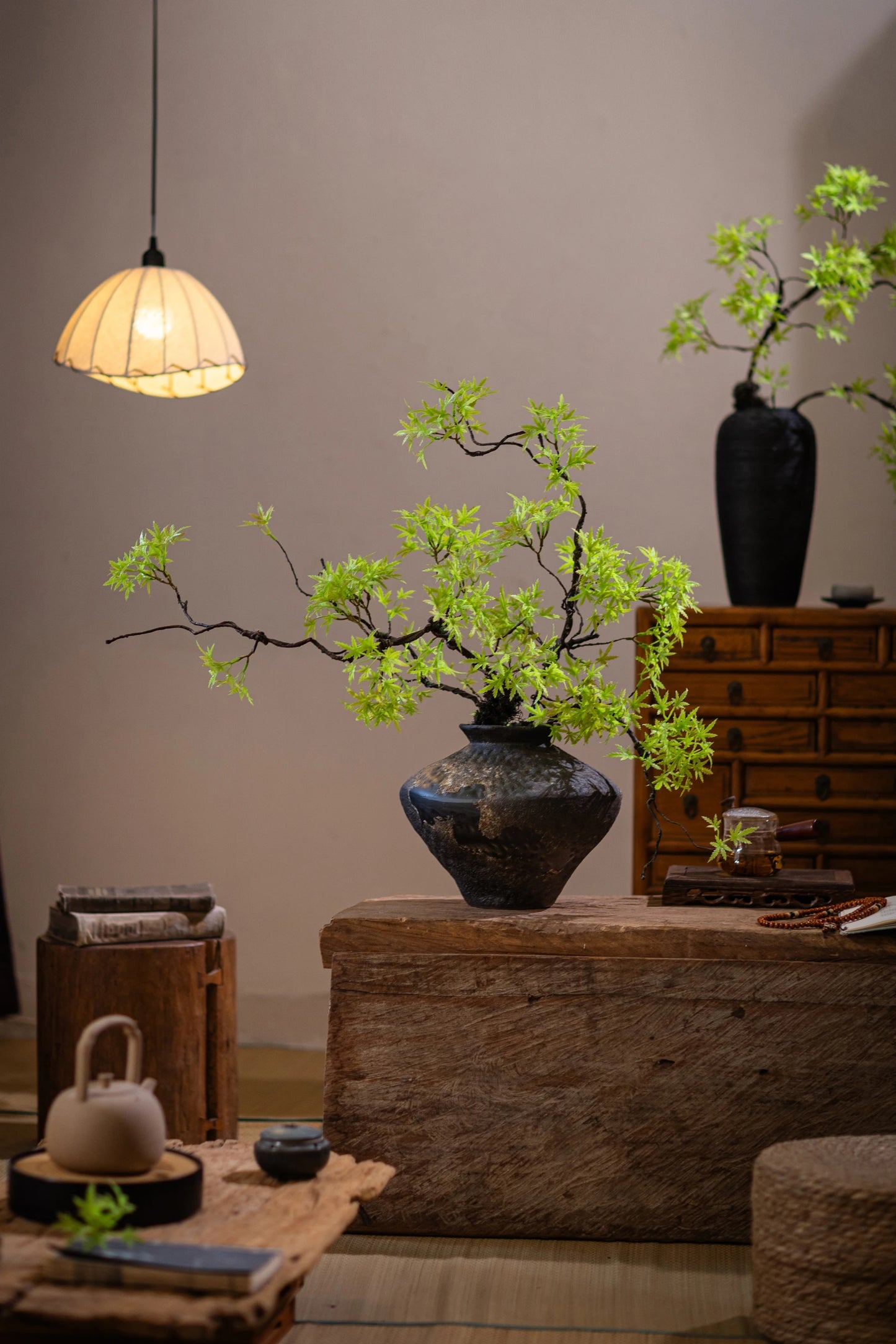 Artificial Green Plants To Welcome Guests Pine Maple Leaves Fake Flower New Chinese Style Simulated  Bonsai Flower Decorations