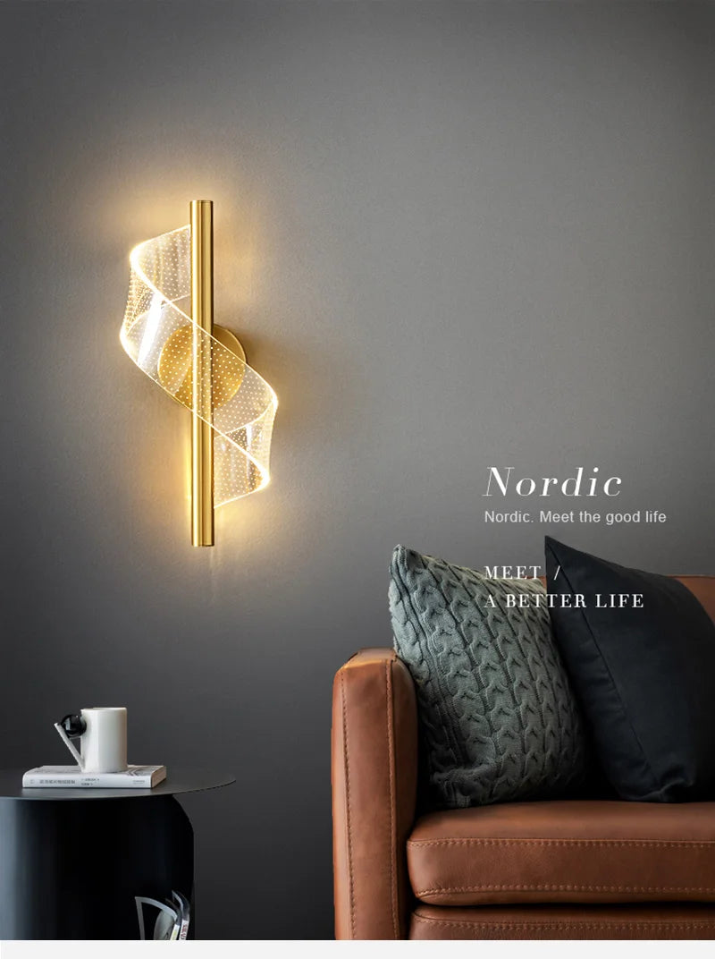 Nordic LED Wall Lamp Indoor Lighting For Bedroom Bedside Parlor Background Wall Light Modern Indoor Decoration Sconces