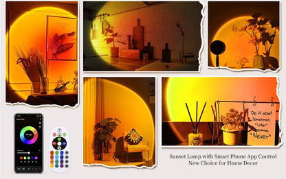 Smart Sunset Lamp Tuya USB Sunset Projector Light RGB Smart Life APP Remote For Room Photography Background Decor Lighting