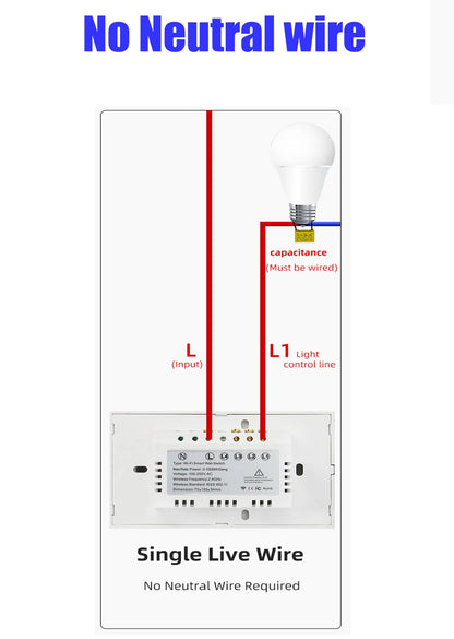 Work with Tuya WIFI Smart Home Wireless Remote Control Switch Light Wall US/EU Glass Touch Panel Voice by Alexa Google Home