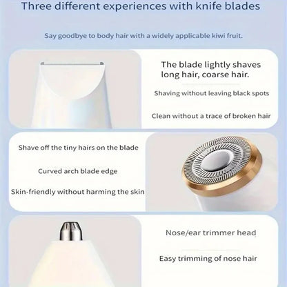 3-in-1 electric hair removal set, USB rechargeable nose hair trimmer, underarm, leg hair, nose hair removal device