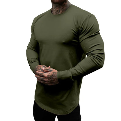 Mens Gym Workout Slim Fit Long Sleeve T-Shirt Performance Athletic Shirts Running Fitness Tee Loungewear Casual Crewneck Tops