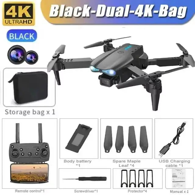 E99Pro HD Drone. 4K dual WiFi FPV, obstacle avoidance. Professional quadcopter for aerial photography.