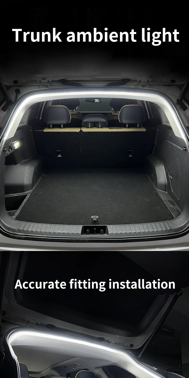 Car high brightness trunk lighting ambient light interior decoration LED wiring free automatic sensing tailgate light strip
