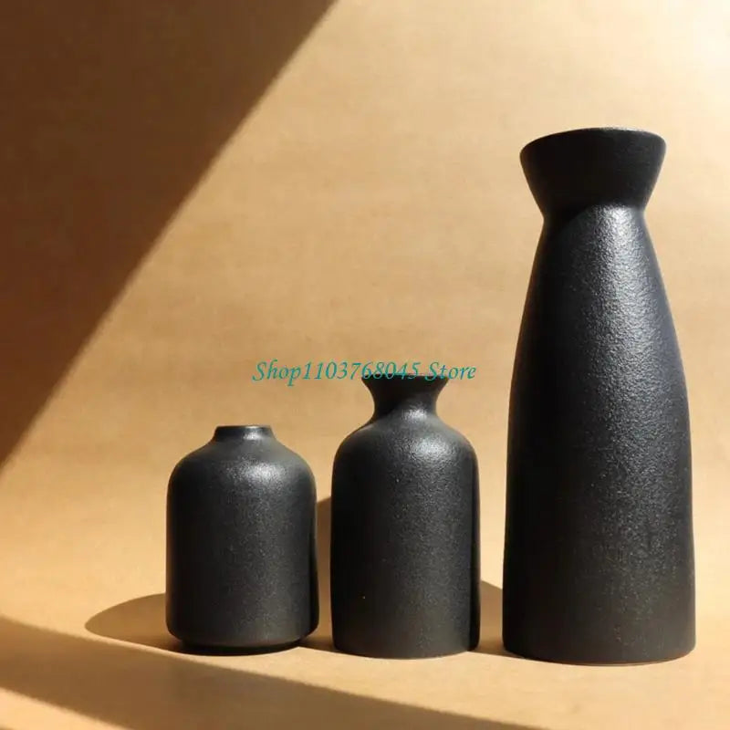 R53F 3Pcs Ceramics Vases for Florals Decoration Contemporary Geometrics Living Room Centerpieces