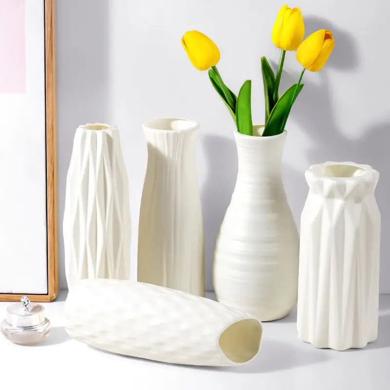 Plastic Vases Concise Imitation Ceramic Flowers Pots Wedding Home Garden Table DIY Gifts Bonsai Festival Party Courtyard Decor