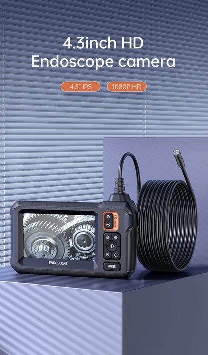Industrial Endoscope Camera 8mm HD1080P 4.3inch IPS Screen 1080P Pipe Inspection Camera for Car Repair IP67 Waterproof 8 LEDS