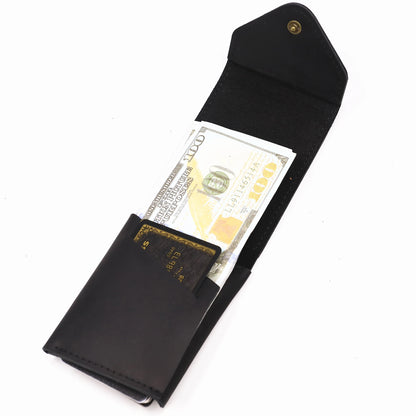 Genuine Leather Wallet For Men Male Real Cowhide Short Slim Minimalist Men's Cash Wallet Credit Card Holder With Flap Closure