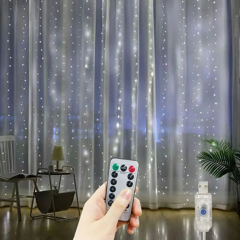3/4/6m Curtain LED String Lights Garland USB Festoon Remote Control Fairy Garland Lights Christmas Decoration for Bedroom Home