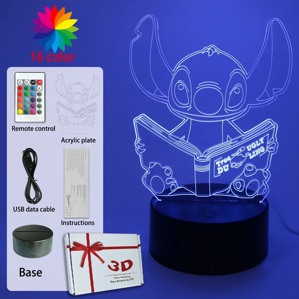 LED Night Light Illusion Stitch Lamps Remote Control Smart Touch Home Room Decor Lamp Christmas Valentine's Day Birthday Gifts