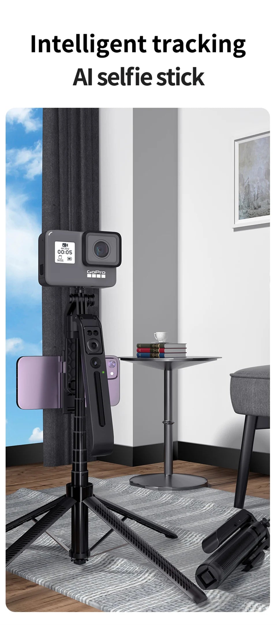 MEUYAG Selfie Stick Gimbal Stabilizer For Smartphone With Bluetooth Remote Intelligent Follow-Up Anti Shake Pan Tilt Tripod