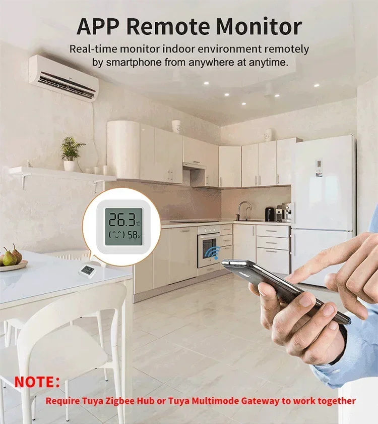 Tuya Zigbee Temperature Humidity Sensor Mini LCD Digital Display SmartLife APP Remote Monitoring Indoor Thermometer Hygrometer