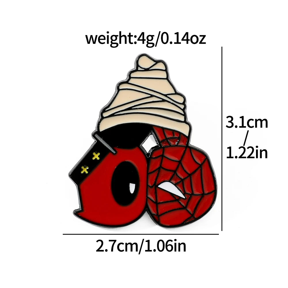 3 Pcs cartoon characters Metal Badge Deadpool Enamel brooch Men's and women's Clothing Bags  Accessories Decorative pins