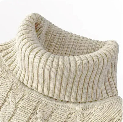 Men's High Neck Sweater Solid Color Pullover Knitted Warm Casual Turtleneck   Men Clothes