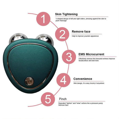 Green EMS Face Lift Massager Machine Roller Microcurrent Facial Device Beauty Instrument Rejuvenation Tighten Skin Face Tool