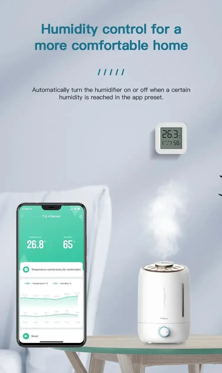 Tuya Zigbee Temperature Humidity Sensor Mini LCD Digital Display SmartLife APP Remote Monitoring Indoor Thermometer Hygrometer