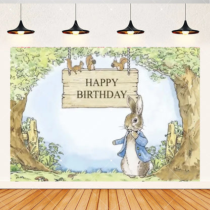 Spring Rabbit Background Kids Birthday Party Baby Shower Decor Rabbit Peter and His Animal Friends Vegetable Garden Photo Props