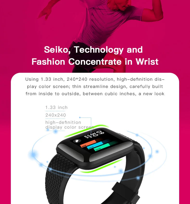 HOMEFISH Smart Fitness Tracker Bracelet with Color Screen Health Reminders Exercise Step Counting Information Notifications