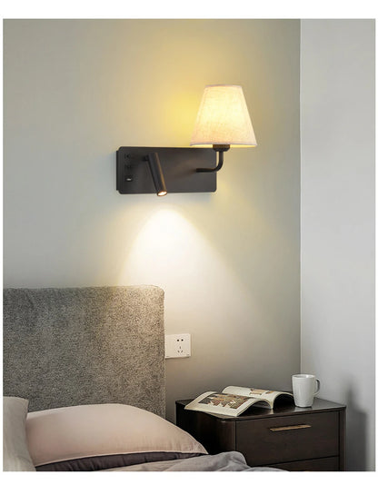 Nordic LED Wall Lamp Modern with Switch USB Wall Light Indoor Light Room Decor Reading Sconces For Hotel Bedside Bedroom Fixture