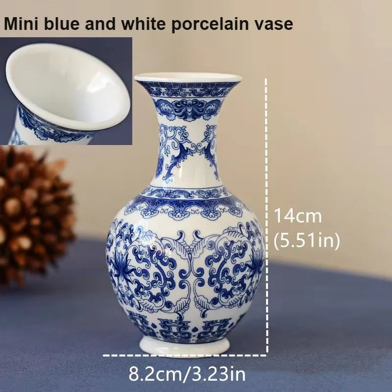 Ceramics Flower Vase Decoration Home Blue And White Vases For Wedding Decor Living Room Ornaments Table Desktop Retro Art Crafts