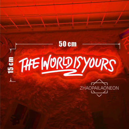 Neon Sign The World Is Yours Neon Led Sign Boy Girl Bedroom Game Room Decor Wall Hanging Neon Lights Personalized Gift Birthday