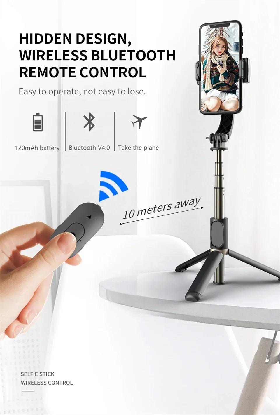 Q08 Gimbal Stabilizer Mobile Phone Video Stabilizer Bluetooth Selfie Stick Tripod for Smartphone Live Vertical Shooting Bracket