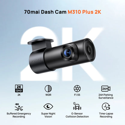 70mai Dash Cam M310 Plus 2K 1440P 143°FOV F1.55 Smart Voice Control 24H Parking Guard Night Vision 70mai M310 Plus 2K Car DVR
