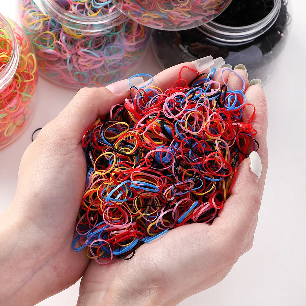 500Pcs/Set Girls Colourful Elastic Disposable Soft Rubber Band Hair Tie Headband Children Ponytail Holder Bands Kids Accessories