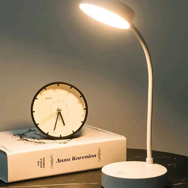 USB Plug-in Portable LED Desk Lamp - 3 Color Stepless Dimming Eye Protection Bedroom Bedside Table Light