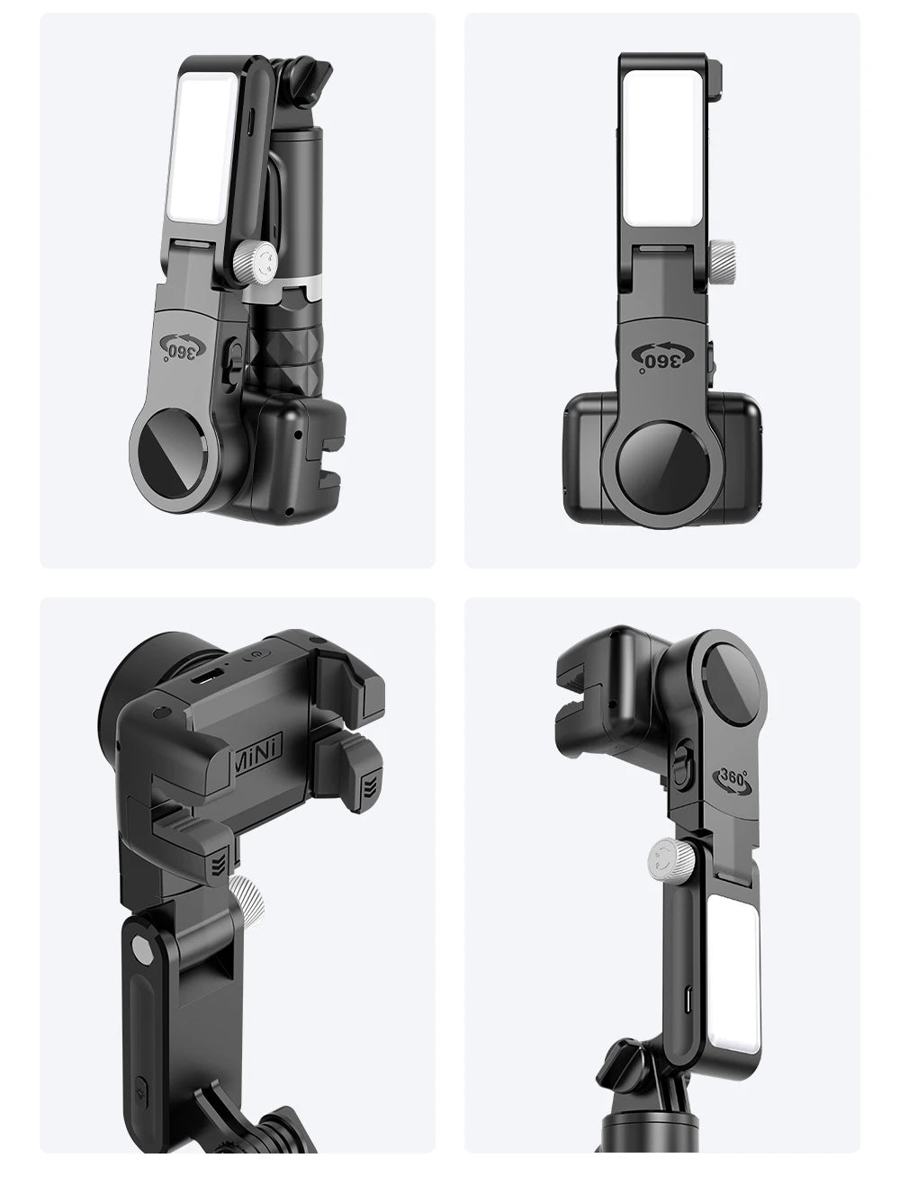 Desktop Gimbal Stabilizer 360° Rotation Smart Track Mode Selfie Stick with Remote Control for iPhone Cell Phone Smartphone