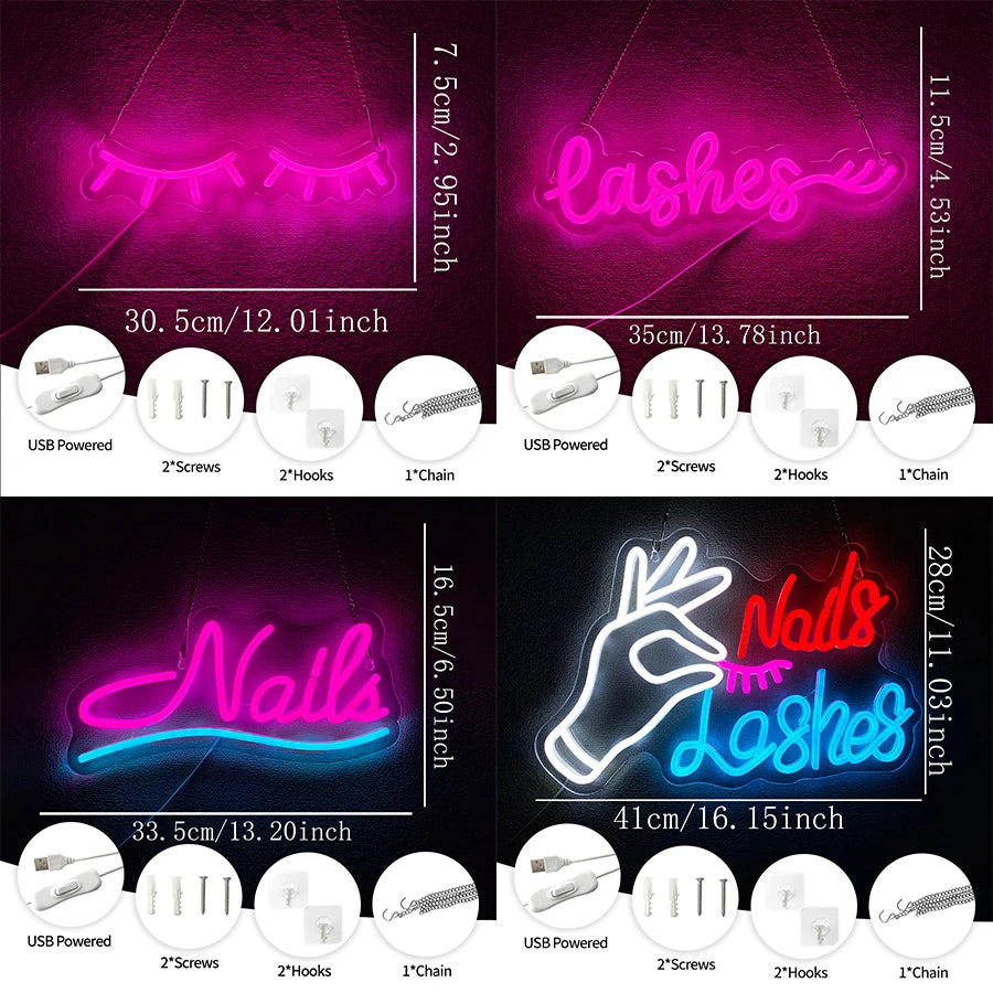 Beauty Salon Led Neon Sign, Used For Wall Decor, Usb Powered, Used For Beauty Salons, Nail Shops, Dressing Room Wall Lamps.