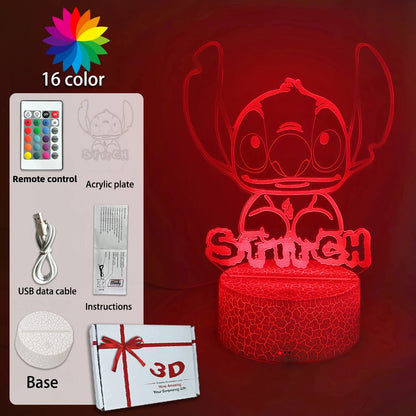 LED Night Light Illusion Stitch Lamps Remote Control Smart Touch Home Room Decor Lamp Christmas Valentine's Day Birthday Gifts
