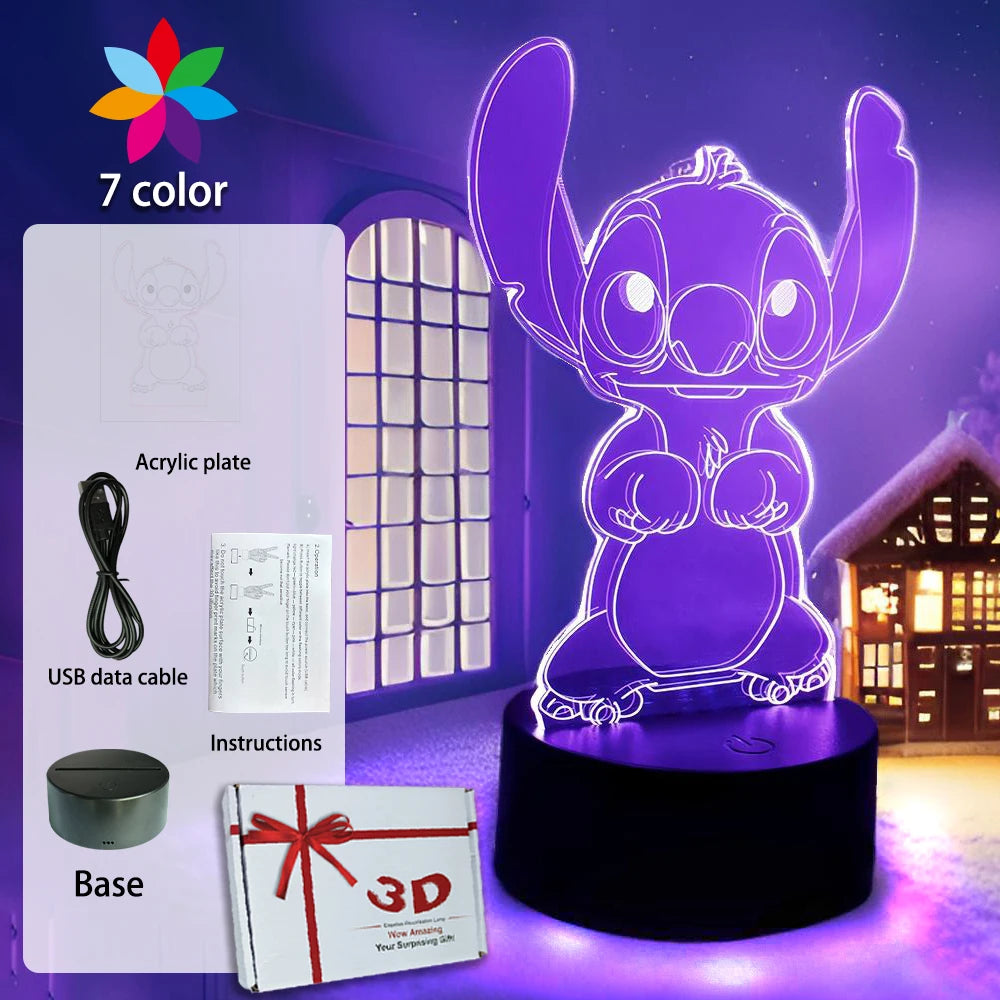 LED Night Light Illusion Stitch Lamps Remote Control Smart Touch Home Room Decor Lamp Christmas Valentine's Day Birthday Gifts