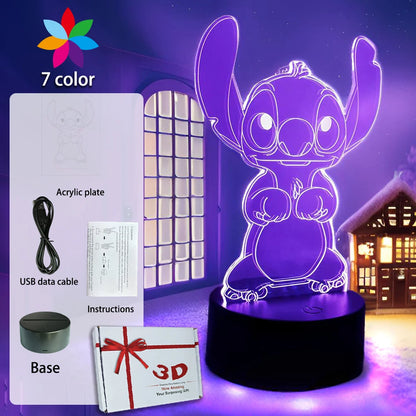 LED Night Light Illusion Stitch Lamps Remote Control Smart Touch Home Room Decor Lamp Christmas Valentine's Day Birthday Gifts