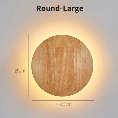 Nordic LED Wall Light Modern Original LED Circular Wooden Wall Light Personalized Bedside Bedroom Staircase Wall Hanging Light