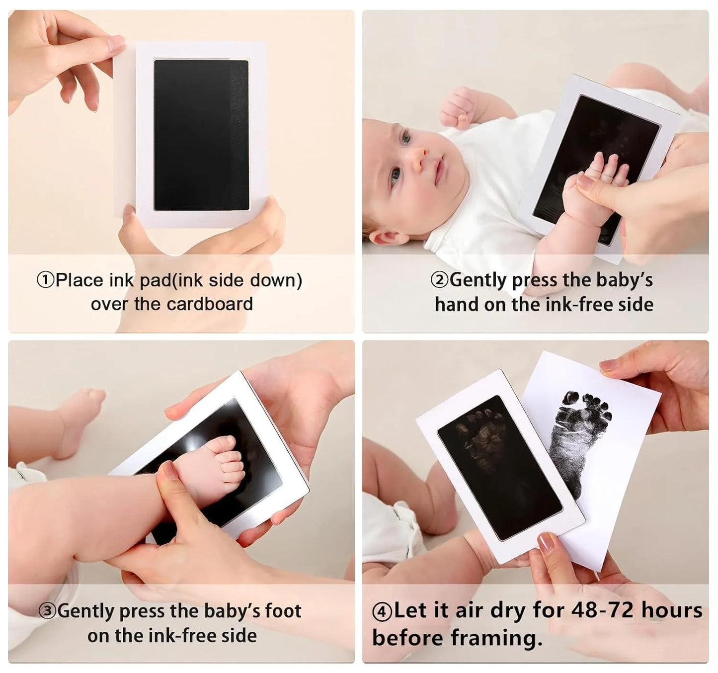 Newborn Baby Handprint and Footprint Paw Print Kit 1 Clean Touch Ink Pads 2 Imprint Cards Pet Inkless Infant Hand and Feet Stamp
