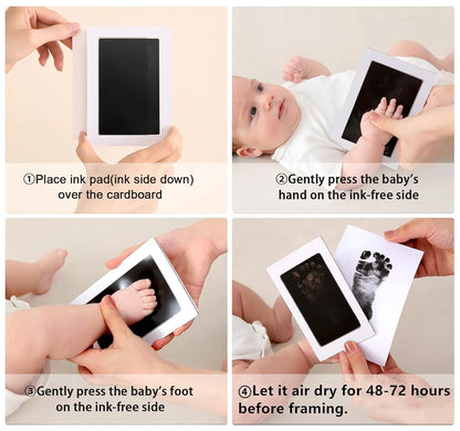 Newborn Baby Handprint and Footprint Paw Print Kit 1 Clean Touch Ink Pads 2 Imprint Cards Pet Inkless Infant Hand and Feet Stamp