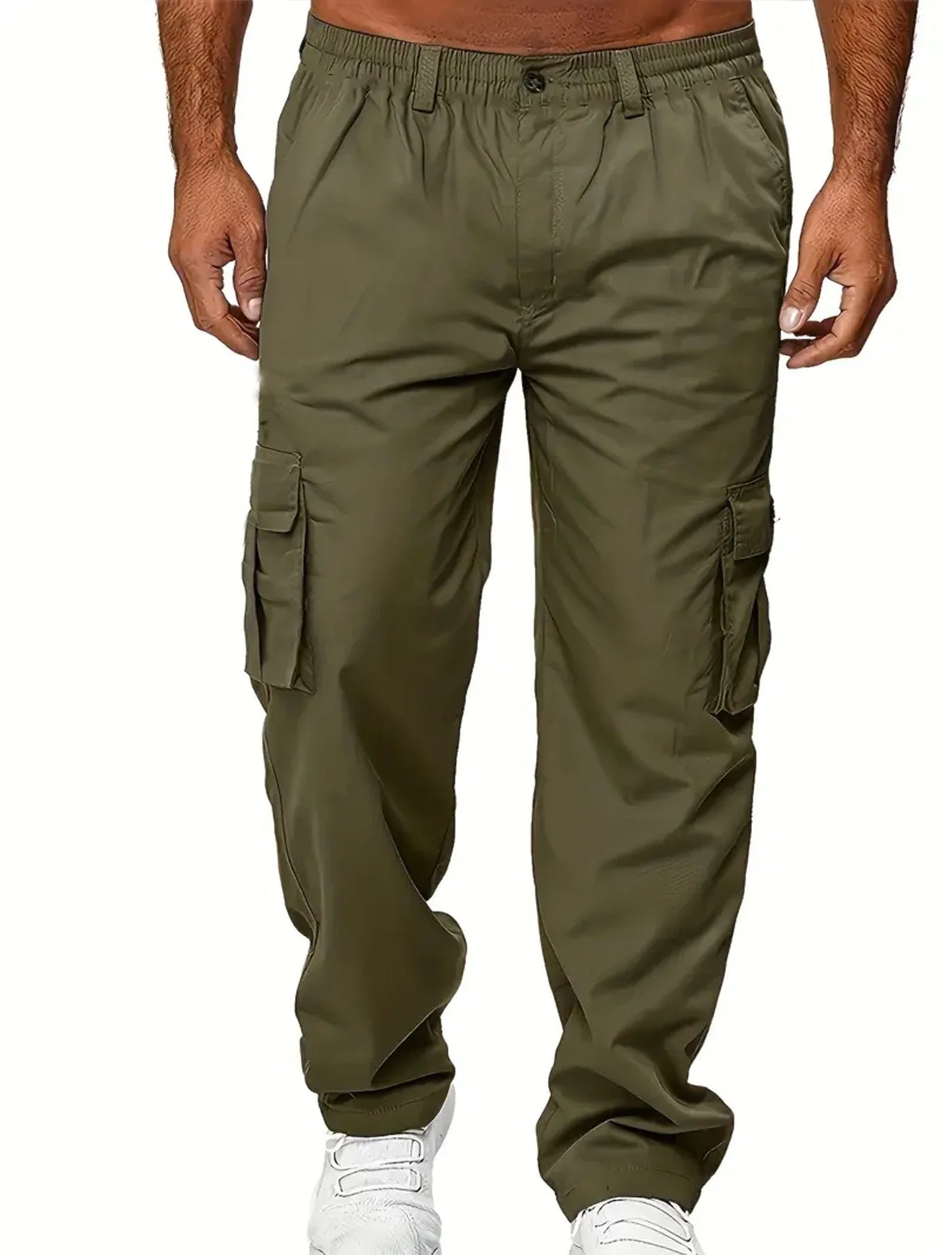 Men's Cargo Pants Sweatpants Outdoor Loose Straight Long Trousers Summer Casual Multi-Pocket Durable Workwear Male Trousers